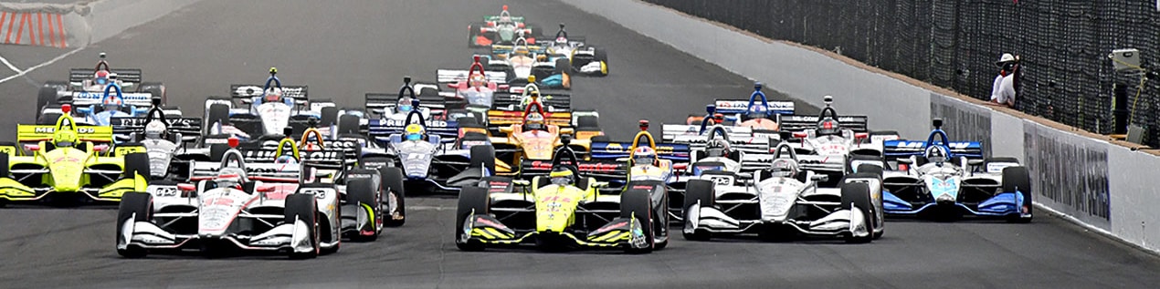 indy cars racing to through the start line Fort Wayne